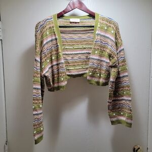 Buttermelon Striped Multicolor Cropped Sweater